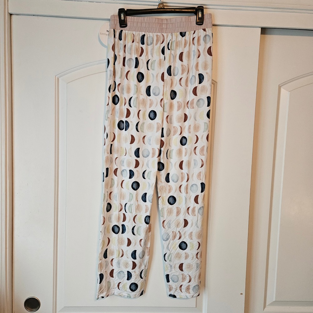 NEW Little Sleepies Lunaluxe Pajama Pants Size Medium Neutral Bamboo Moon - Picture 2 of 5